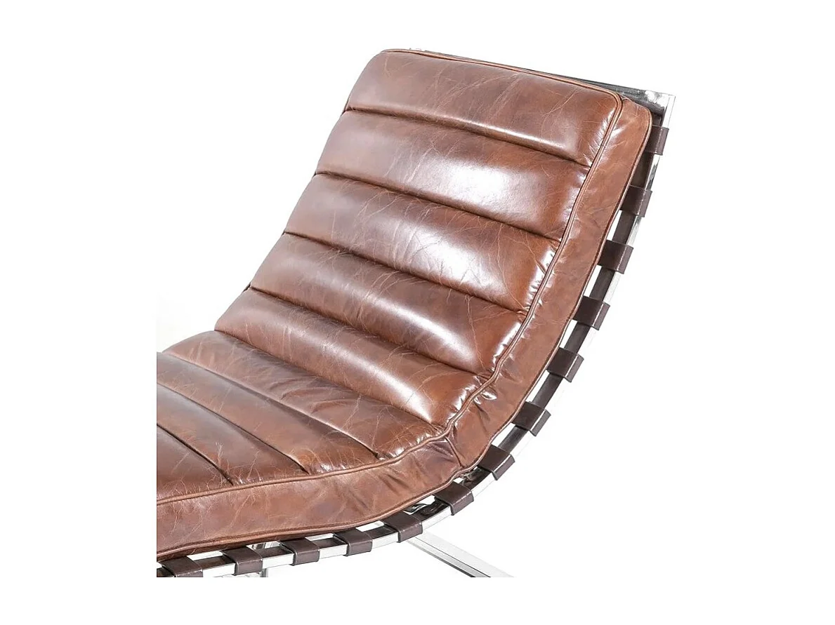 Poltrona allungata pelle marrone invecchiata – collezione Flemming