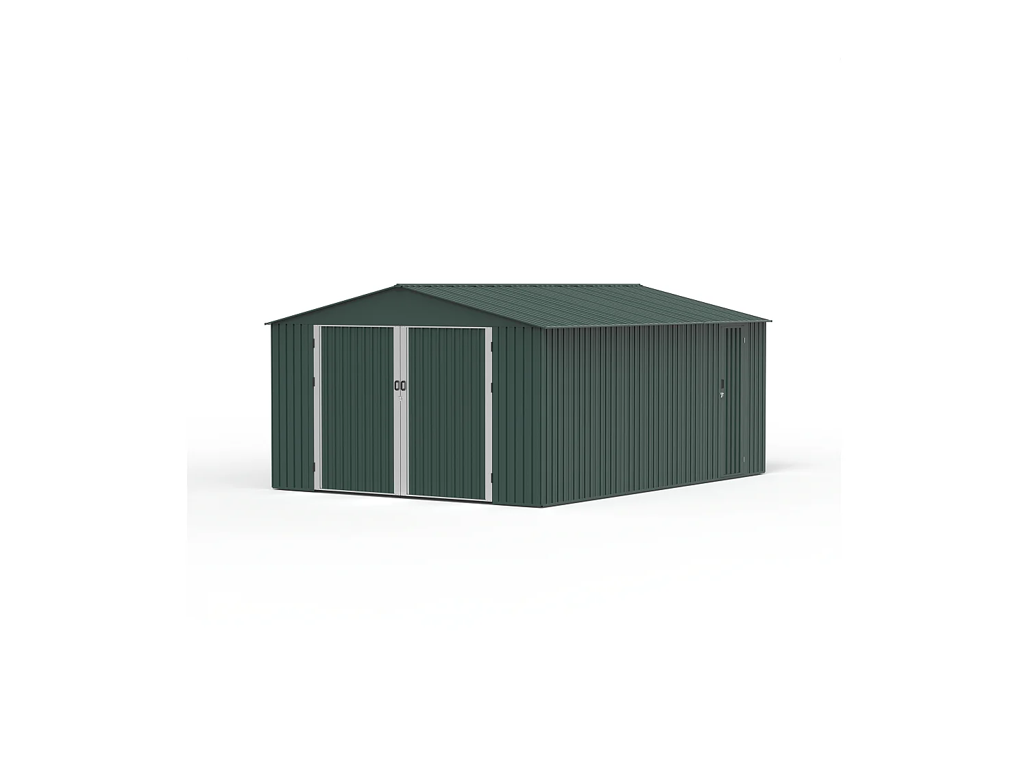 Garage en acier galvanisé avec porte de service - vert - 19 m² - RIDOSO