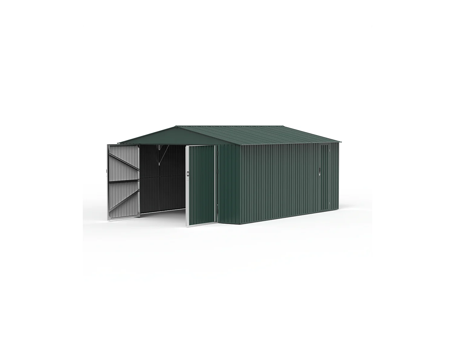Garage en acier galvanisé avec porte de service - vert - 19 m² - RIDOSO