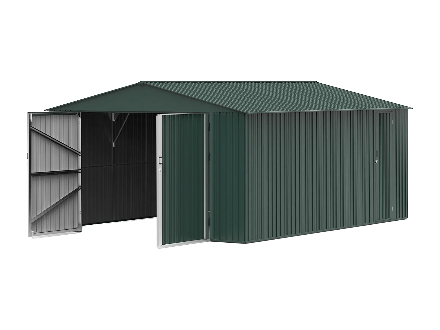 Garage van gegalvaniseerd staal met loopdeur - Groen - 19 m² - RIDOSO