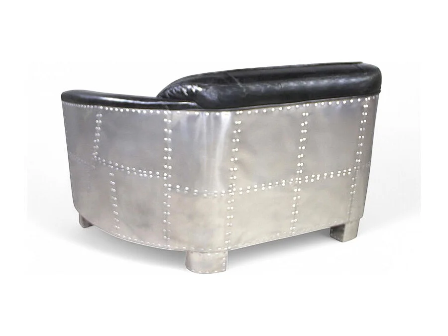 Canapé aviateur cuir noir vintage 2 places – collection Mermoz