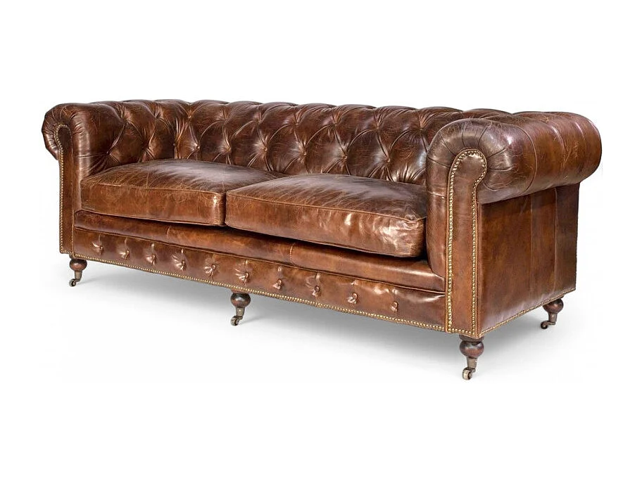 Canapé Chesterfield cuir marron vintage – collection Windsor