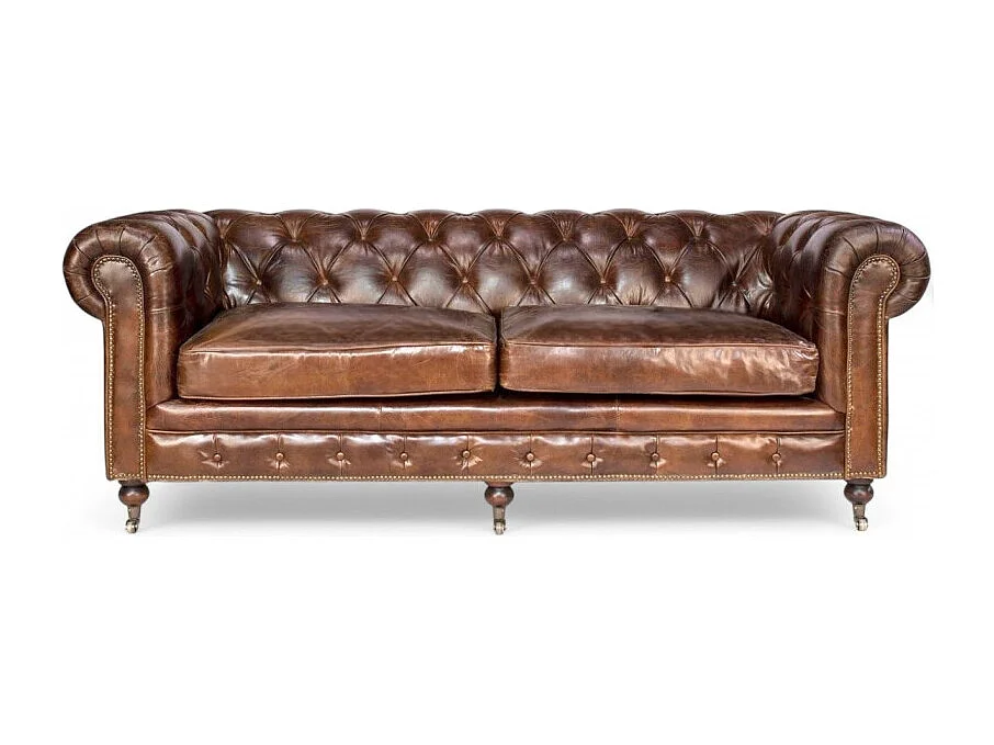 Canapé Chesterfield cuir marron vintage – collection Windsor