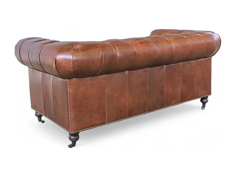 Canapé Chesterfield cuir vintage marron 2 places – collection Windsor