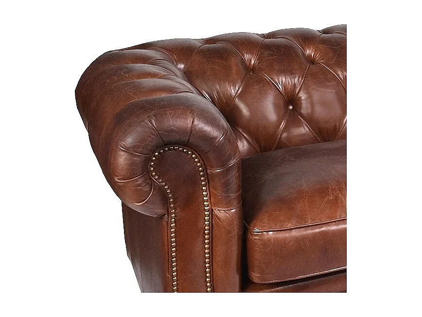 Canapé Chesterfield cuir vintage marron 2 places – collection Windsor