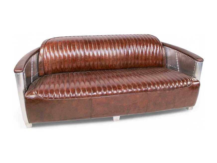 Aviator-Sofa Leder Braun 3-Sitzer – Kollektion Mermoz