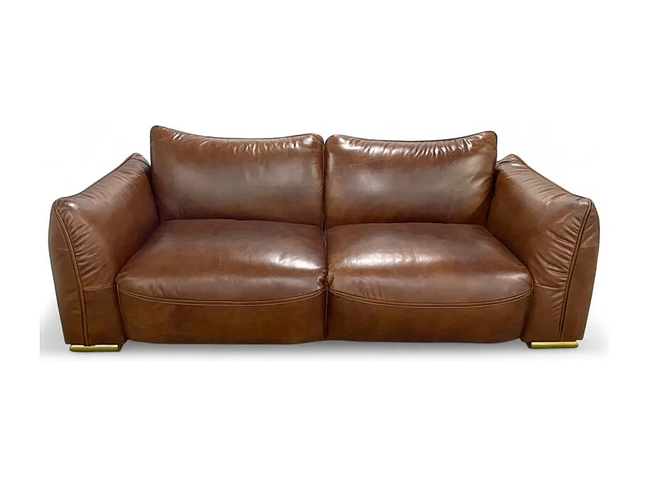 Canapé design cuir vieilli marron 3 places - modèle Bessie