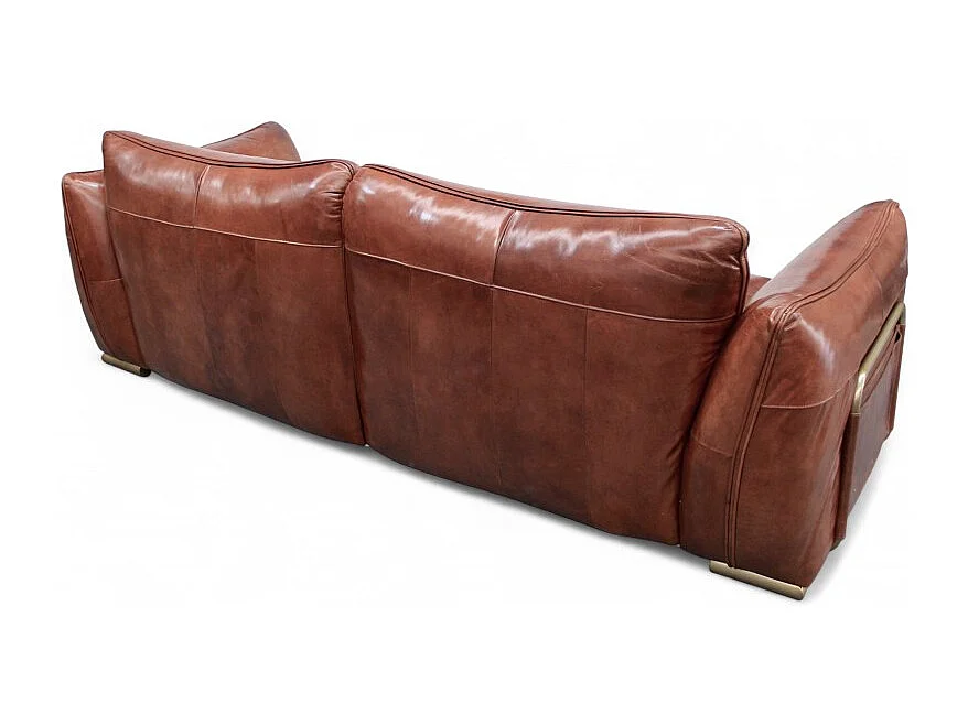 Canapé design cuir vieilli marron 3 places - modèle Bessie