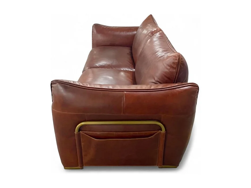 Canapé design cuir vieilli marron 3 places - modèle Bessie