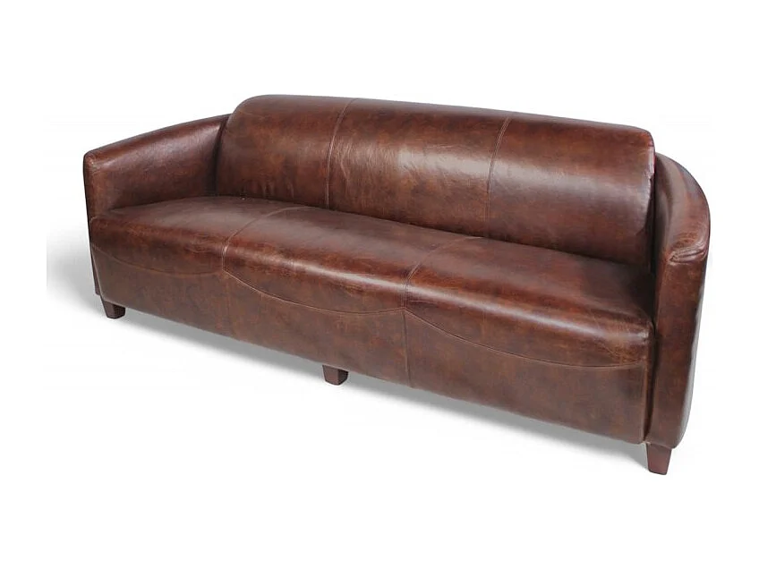 Canapé club cuir marron 3 places patiné – collection Andrew