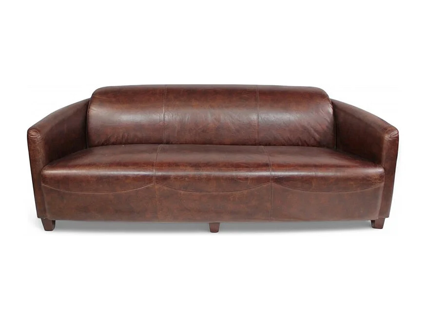 Canapé club cuir marron 3 places patiné – collection Andrew