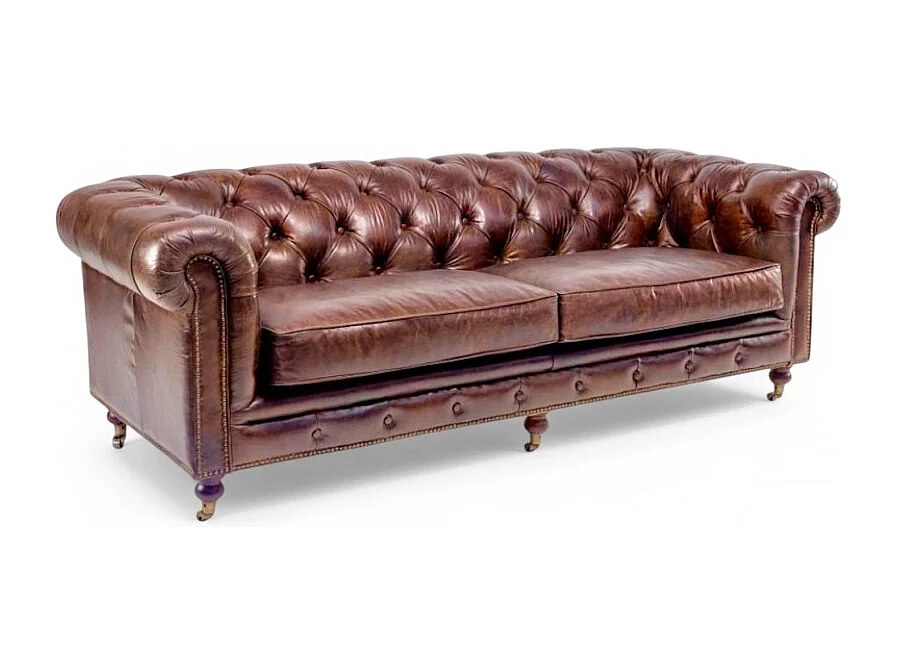 Canapé Chesterfield cuir brun – modèle The First