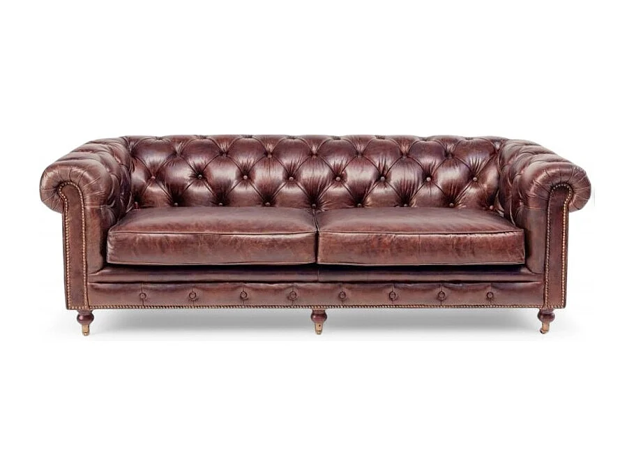 Canapé Chesterfield cuir brun – modèle The First