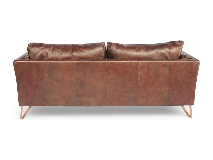 Canapé cuir marron design 3 places - modèle Trevor