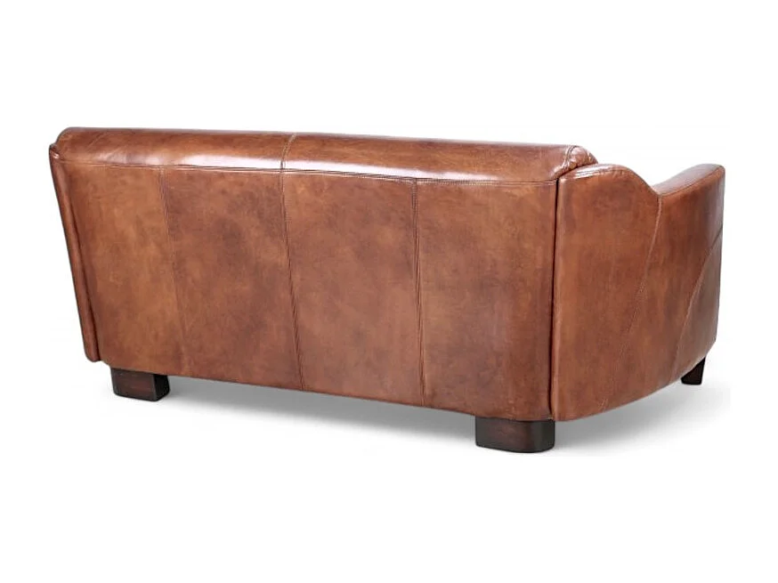 Canapé club cuir marron 3 places vieilli – collection Alfred