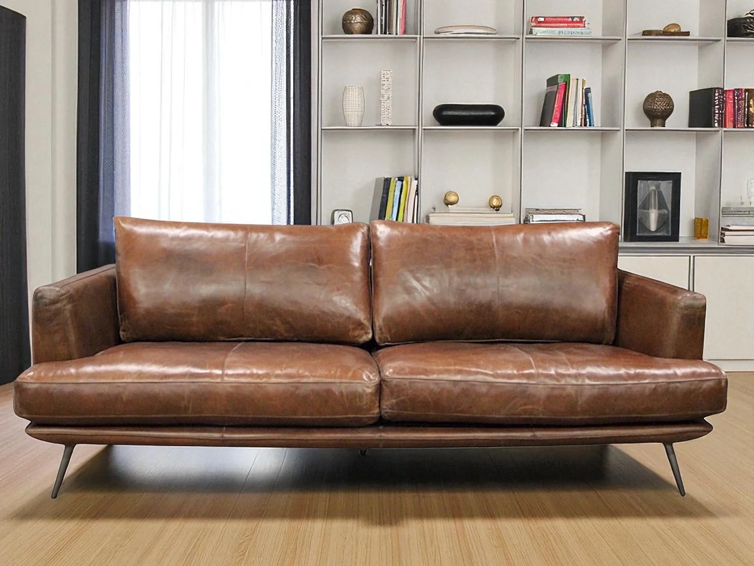 Design-Ledersofa Braun Sixties – Asher