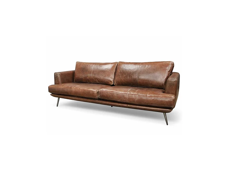 Divano in pelle marrone design Sixties – Asher
