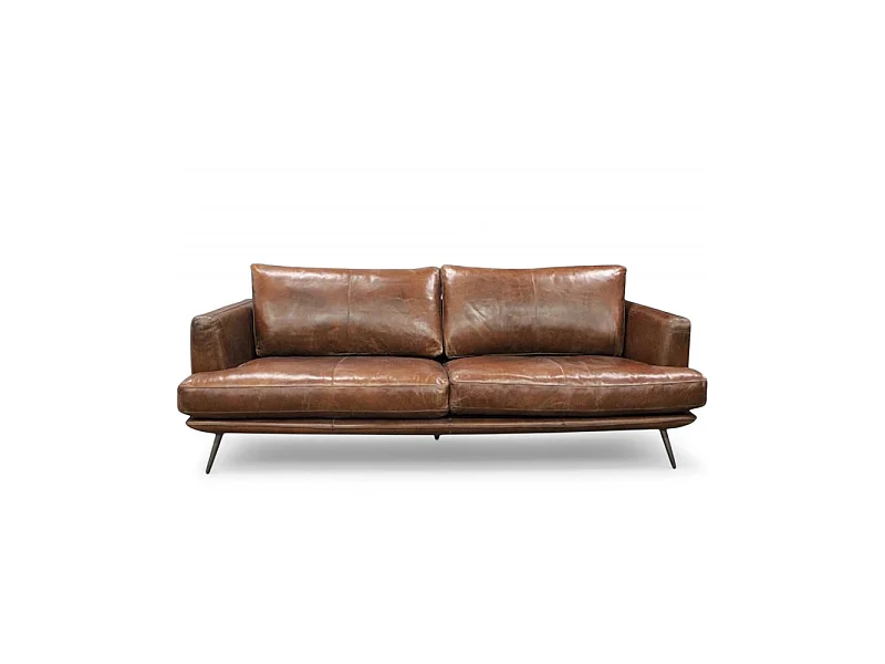 Divano in pelle marrone design Sixties – Asher