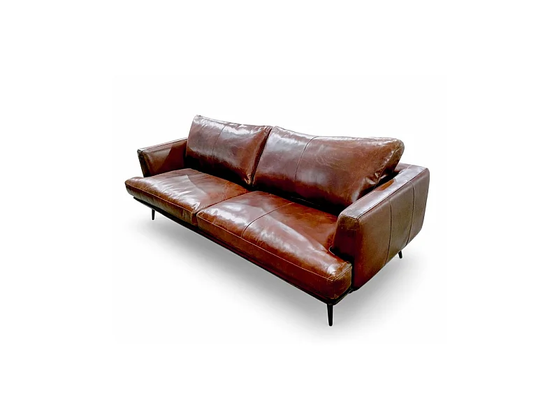 Divano in pelle marrone design Sixties – Asher