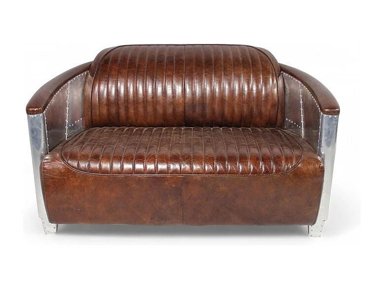 Aviator-Sofa Leder Braun Vintage 2-Sitzer – Kollektion Mermoz