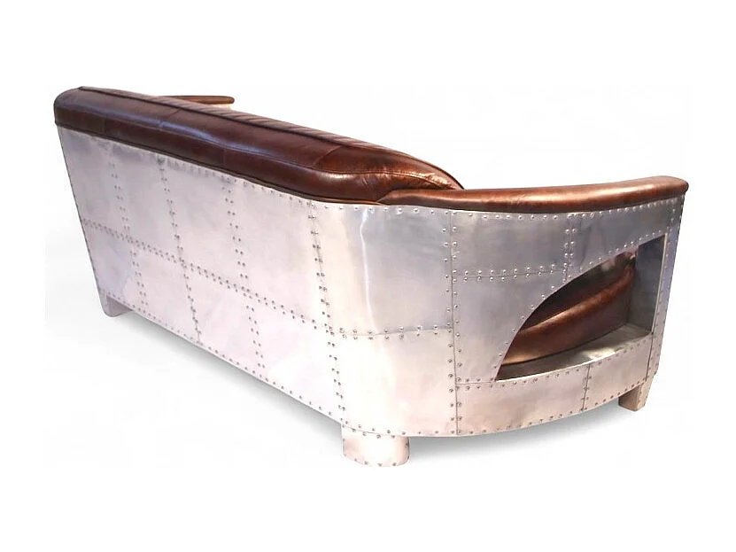 Canapé cuir marron aviateur vintage 3 places – modèle Chuck