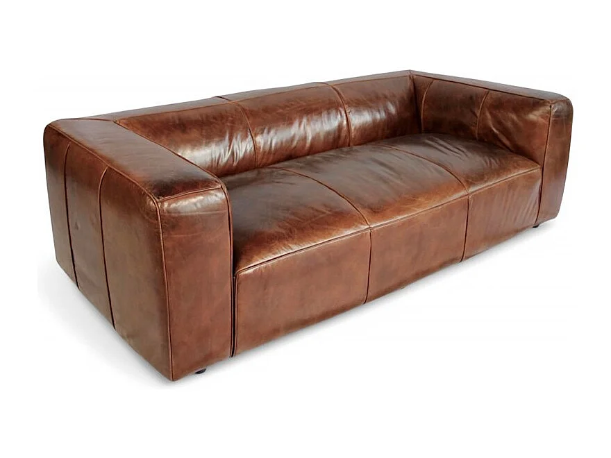 3-Sitzer Ledersofa Braun Patiniert – Modell Oliver