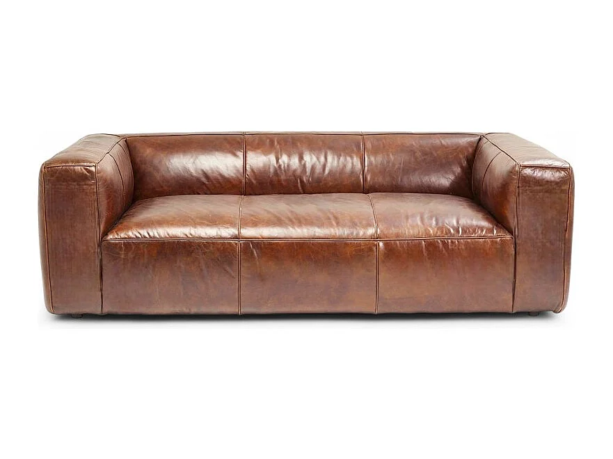 3-Sitzer Ledersofa Braun Patiniert – Modell Oliver