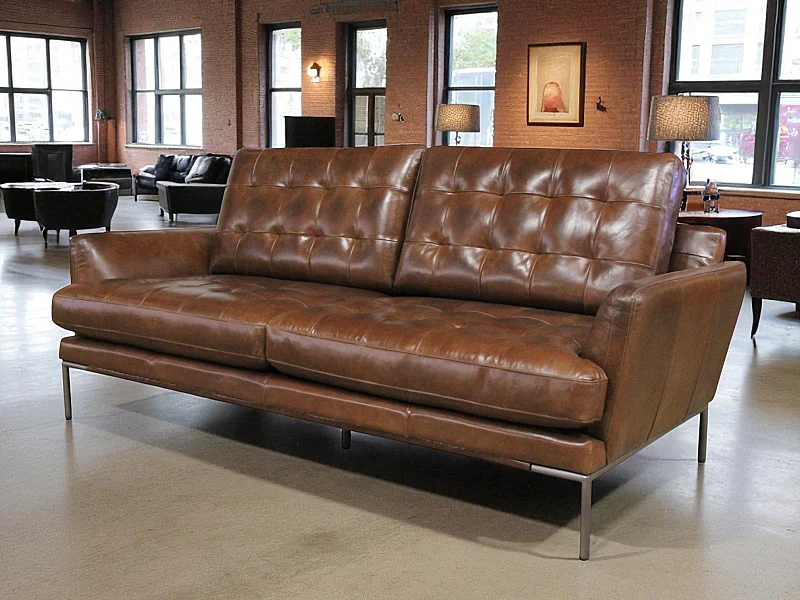 Braunes Vintage-Ledersofa 3-Sitzer – Rony