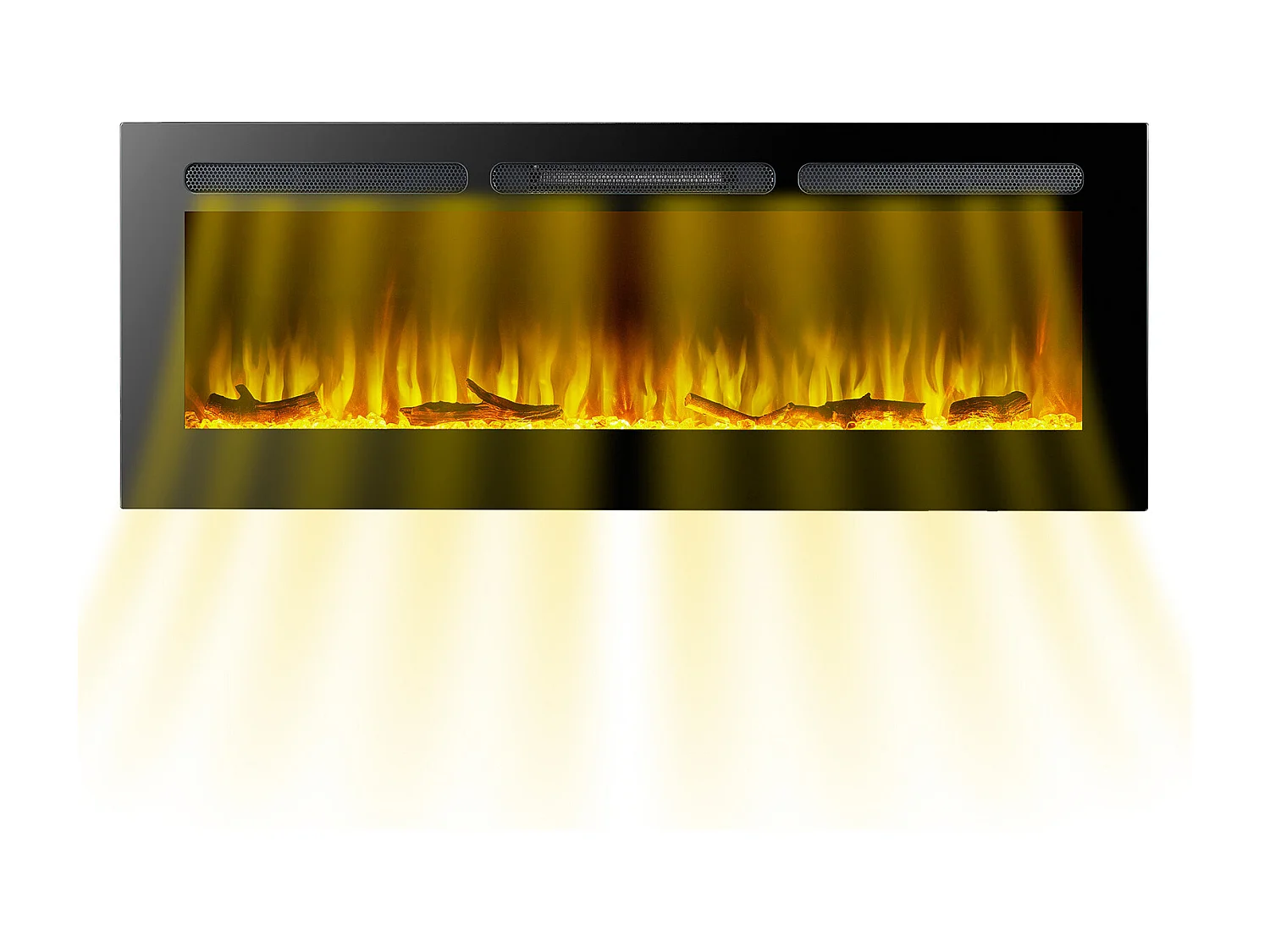 Cheminée Électrique Murale Encastrable 2000W Kekai Arkansas 152.4x14x48 cm Effet Flamme 3D à 5 Niveaux et Télécommande