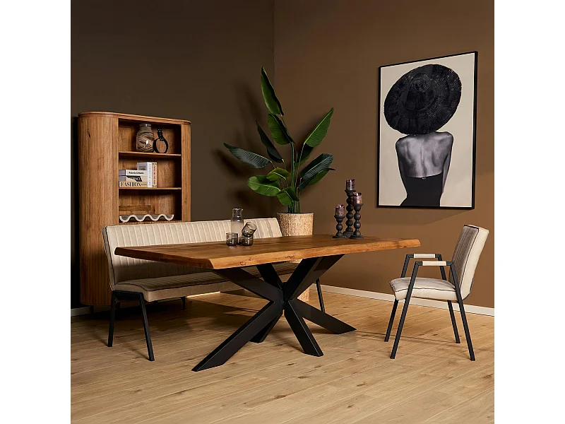 Table à manger bois à bords naturels 220 cm CALERO