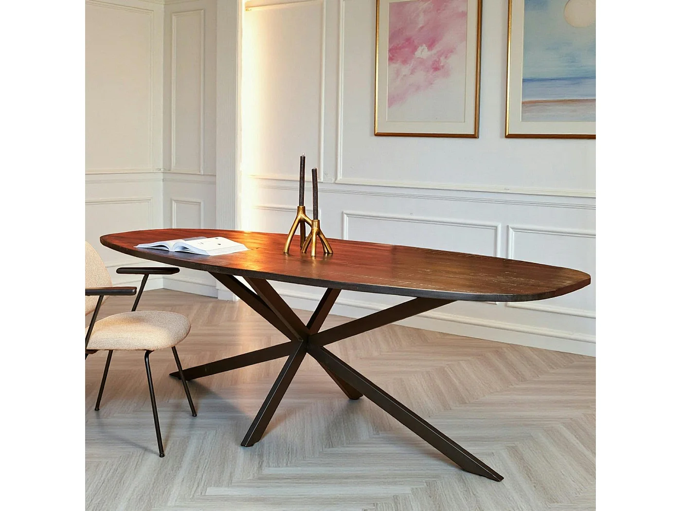 Table bords arrondis bois noir 240 cm UTAH