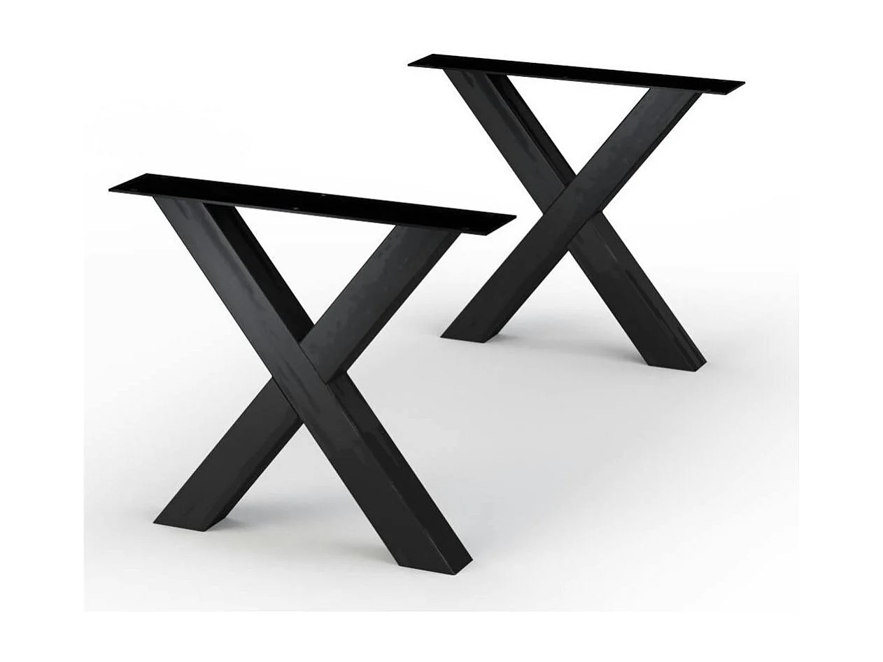 Table extensible bois brun bords droits pieds en X 240 cm PALERME