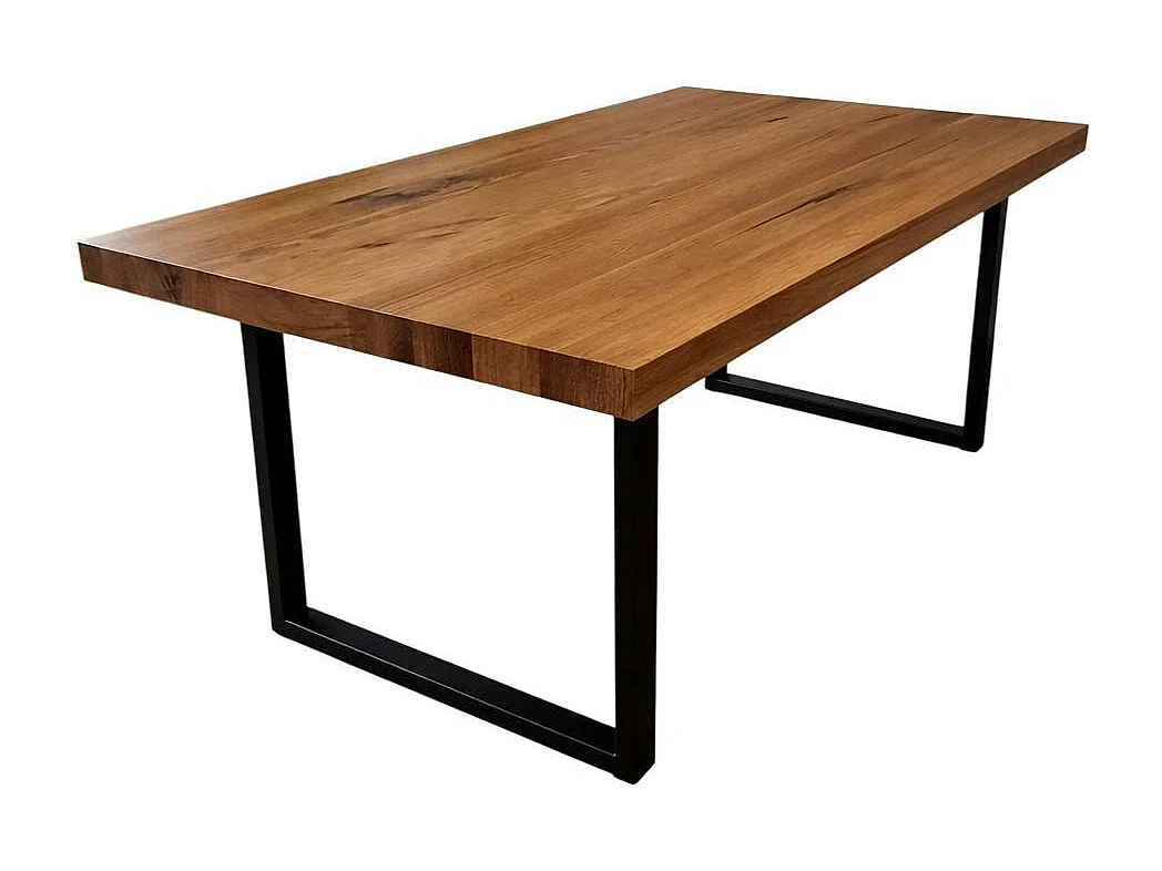 Table extensible bois de chêne brun pieds en U 200 cm PALERME