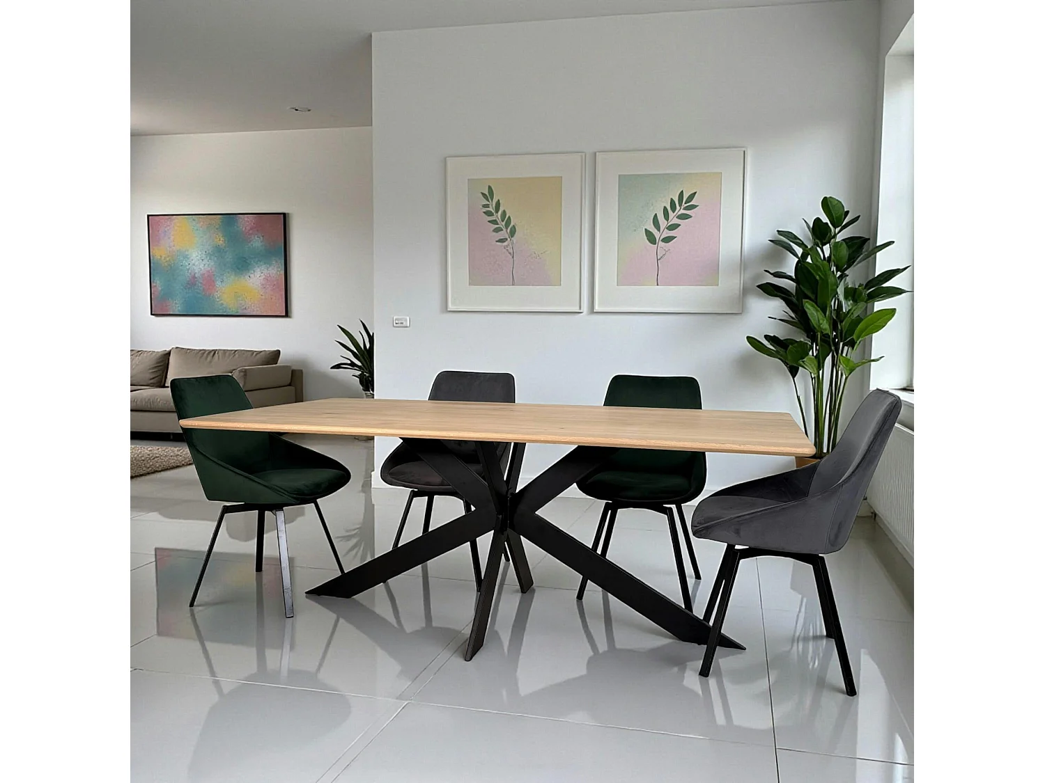 Table extensible bois de chêne blanc bords arrondis 220 cm HAVEN