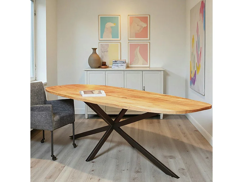 Table bords arrondis en bois 200 cm UTAH