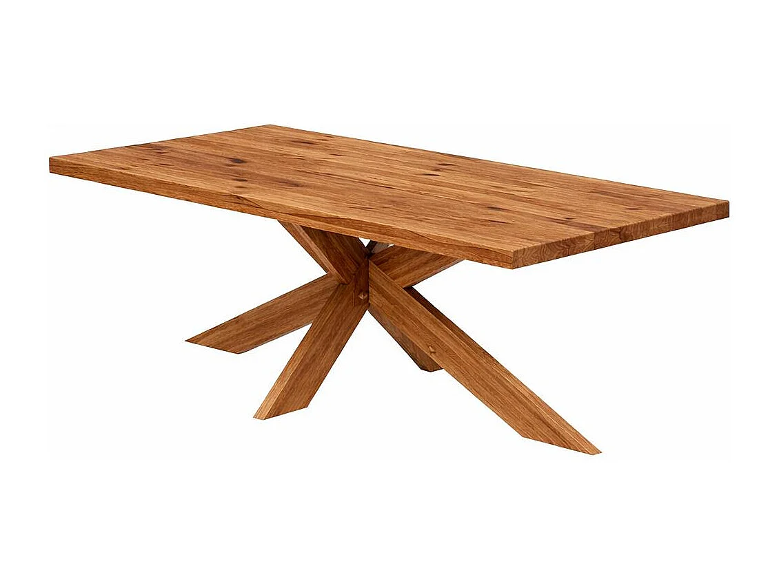 Table extensible bois brun bords droits pied bois 200 cm PALERME