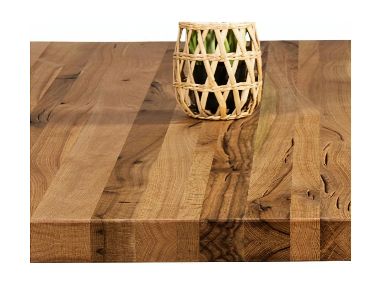 Table extensible bois brun bords droits pied bois 200 cm PALERME