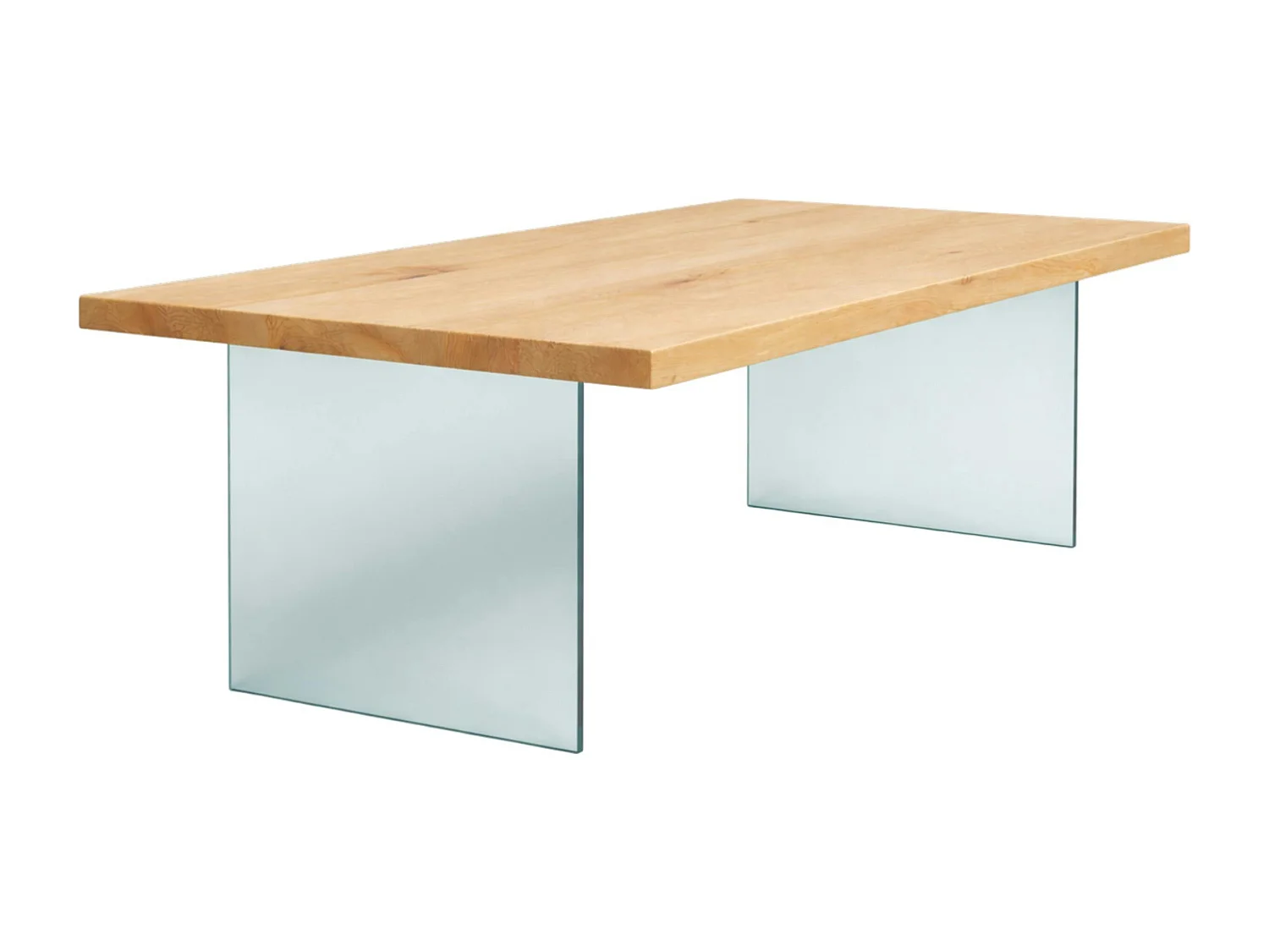 Table extensible bois huilé bords droits pieds verre 180 cm PALERME