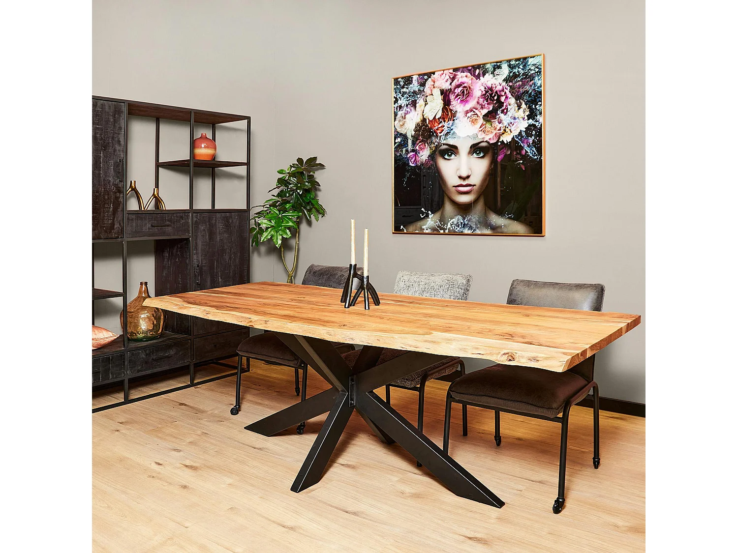 Table à manger bois d'acacia à bords naturels 300 cm ARBOR