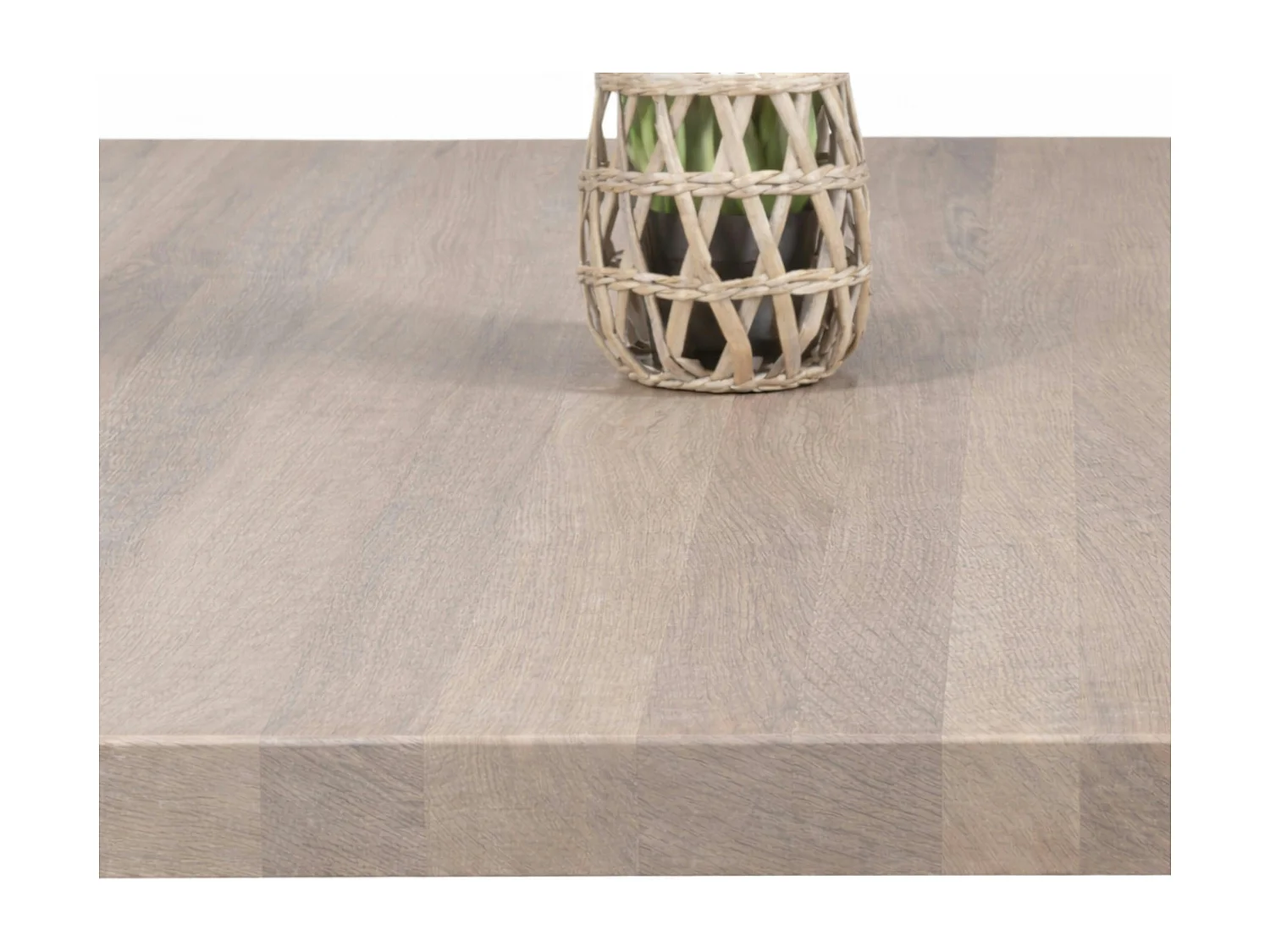 Table extensible bois grisé bords droits pieds verre 220 cm PALERME