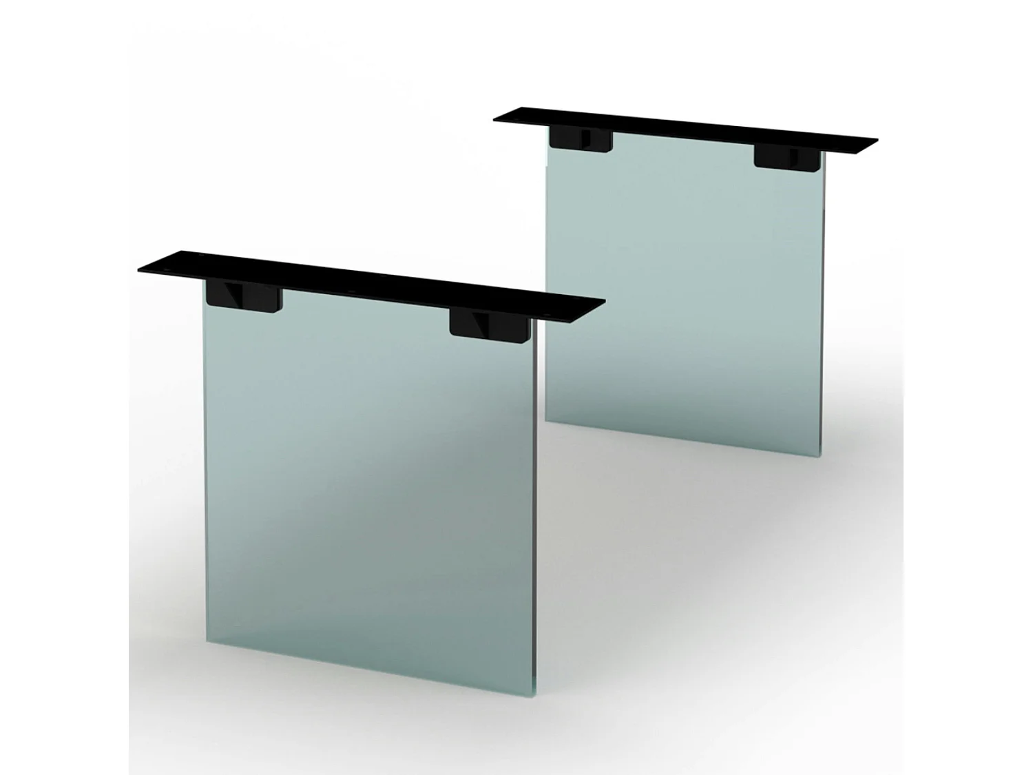 Table extensible bois grisé bords droits pieds verre 220 cm PALERME