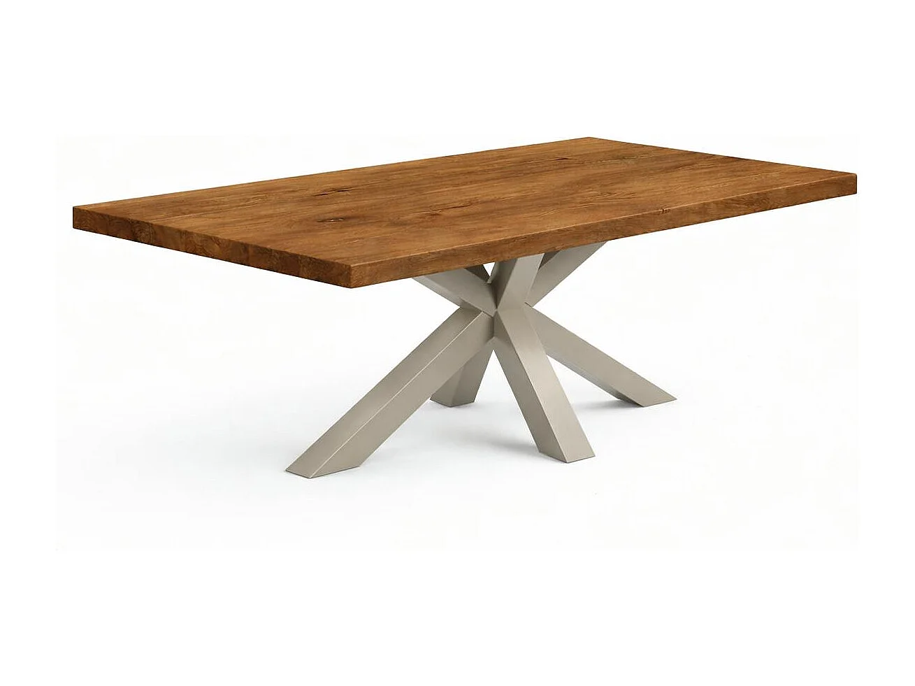 Table extensible bois brun bords droits pied grège 200 cm PALERME