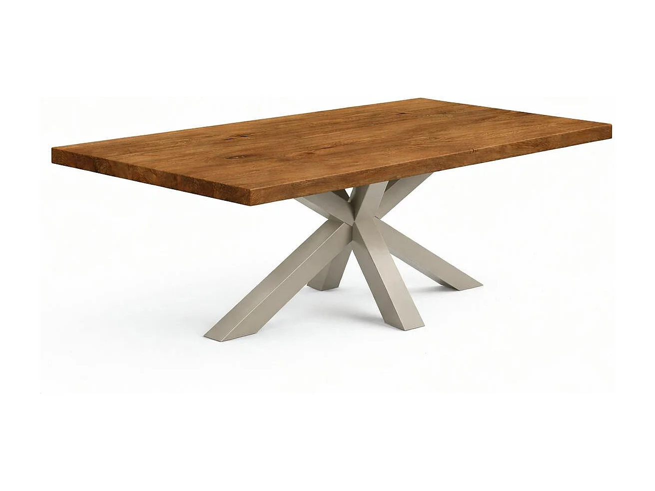 Table extensible bois brun bords droits pied grège 240 cm PALERME