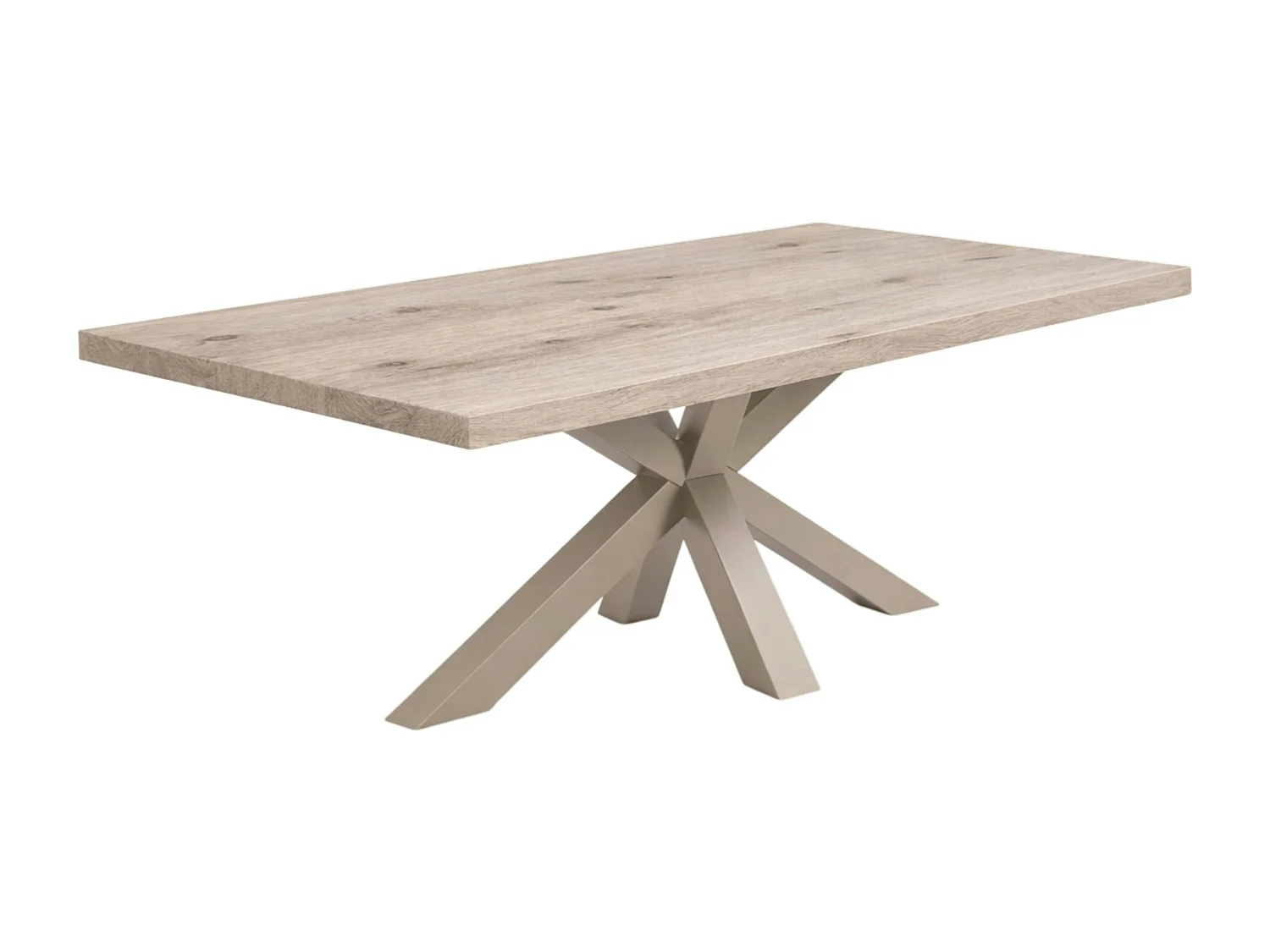 Table extensible bois grisé bords droits pied grège 200 cm PALERME