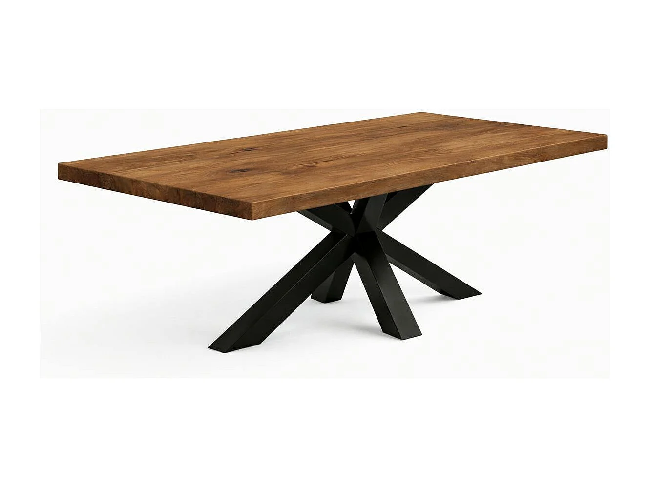 Table extensible bois brun bords droits pied noir 220 cm PALERME