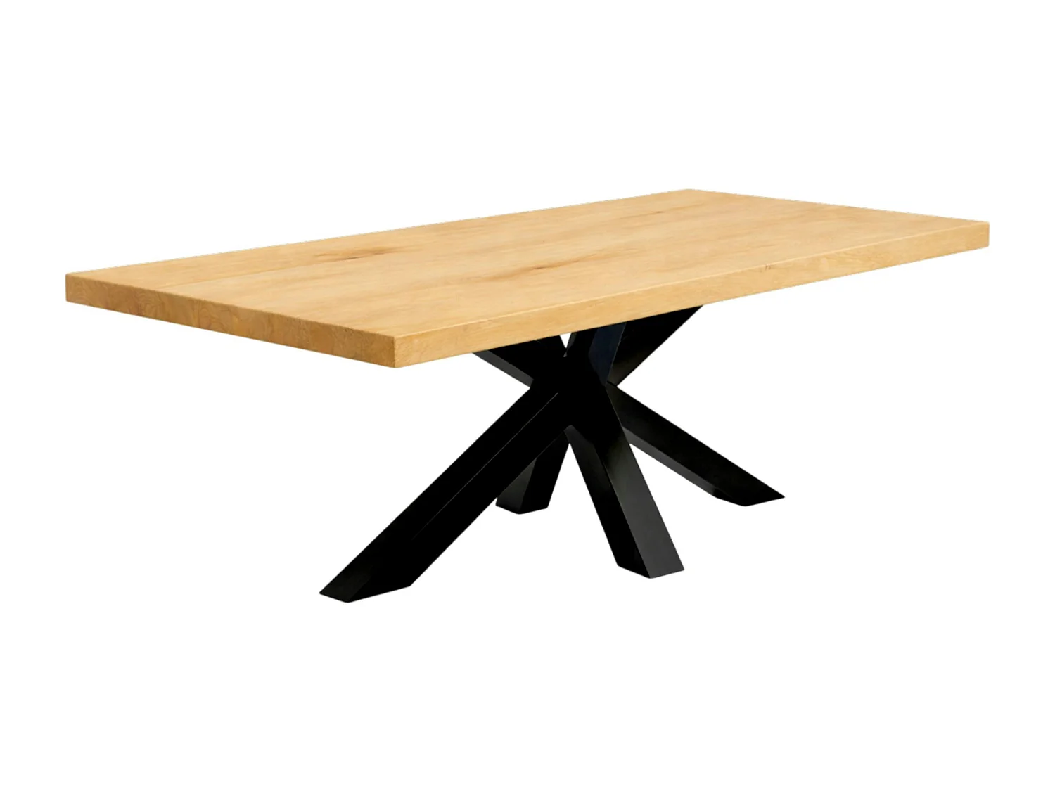 Table extensible bois huilé bords droits pied noir 180 cm PALERME