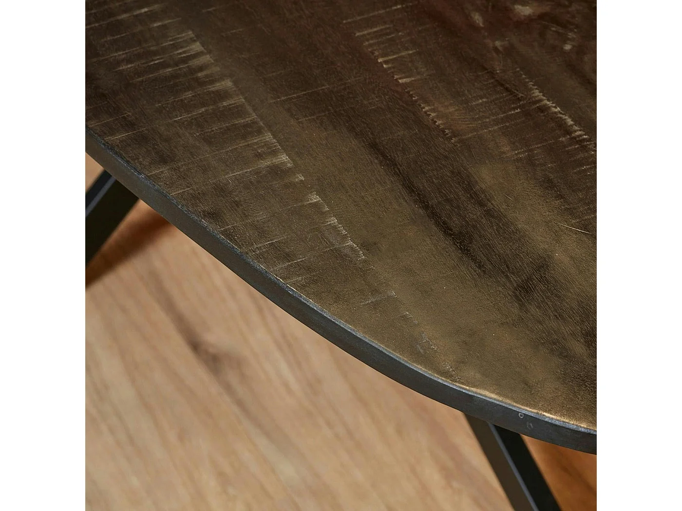 Table bords arrondis bois noir 200 cm UTAH