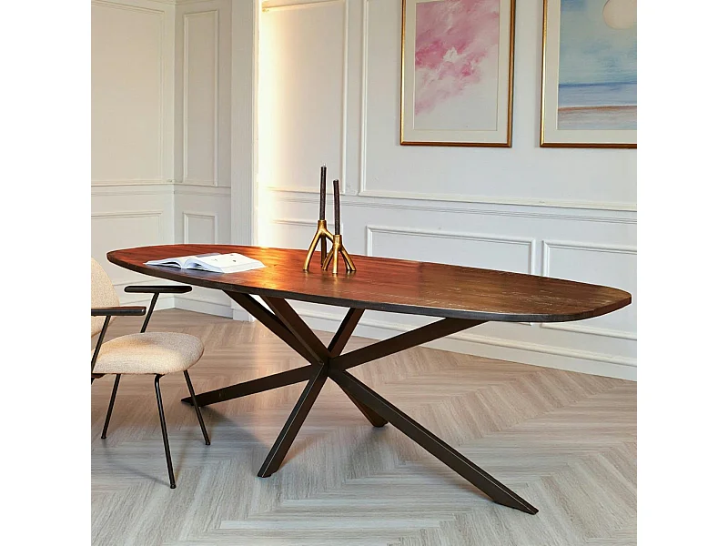 Table bords arrondis bois noir 200 cm UTAH