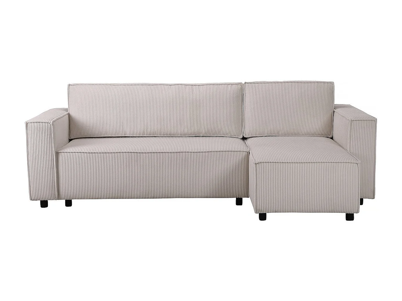 Canapé d'angle en velours côtelé "Montaigne S" - 3 places - Beige