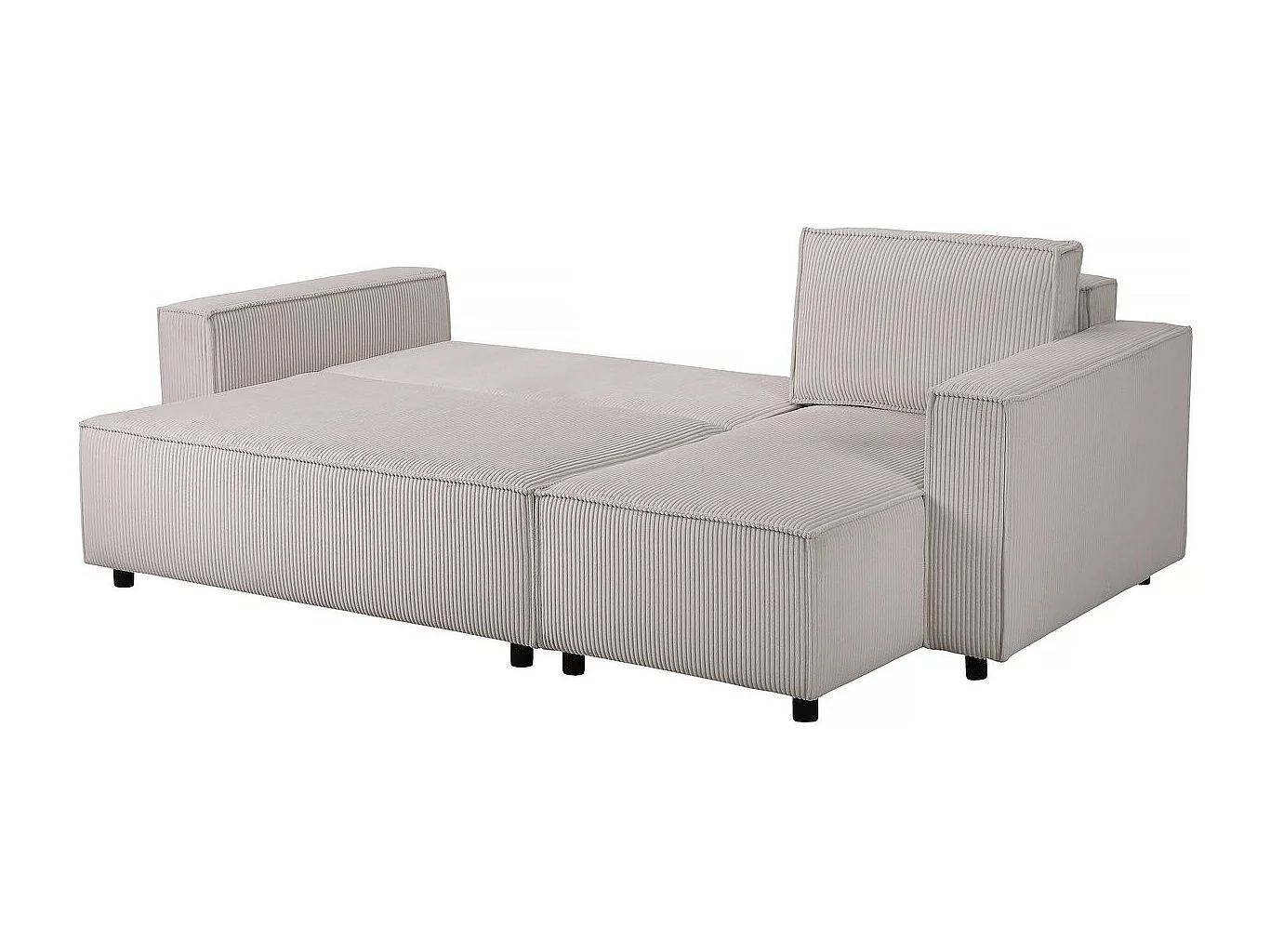 Canapé d'angle en velours côtelé "Montaigne S" - 3 places - Beige